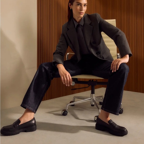 Quince Shoes - Quince Black Leather Platform Loafers